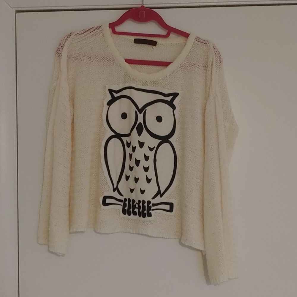 White owl knit sweater